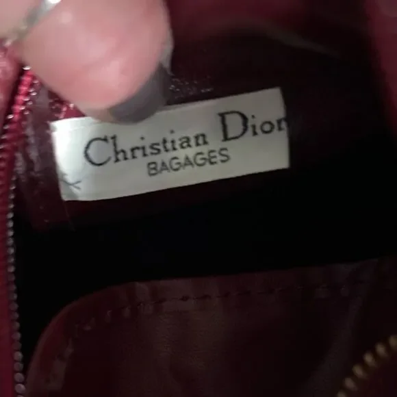 Rare Vintage Christian Dior 1980s Khaki Red Straps Boston Bowling Bag